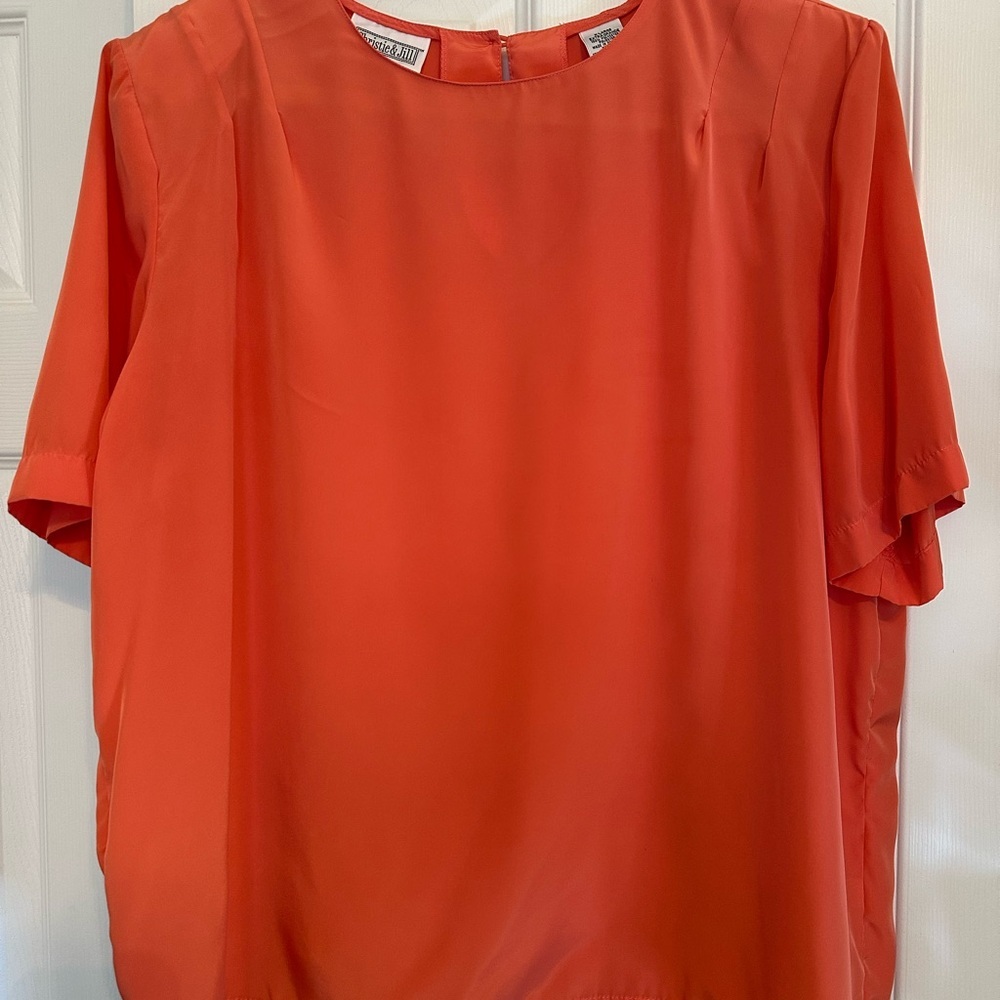 Vintage Christie & Jill Chic Women's Blouse - Red, Teal, Black, Peach Size XL - Picture 12 of 15